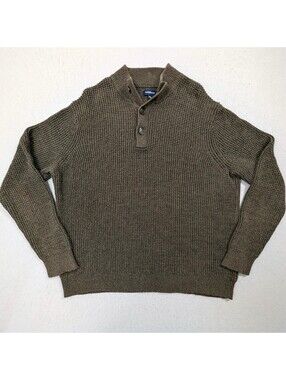 Croft & Barrow Men's XL Brown Cotton Waffle Knit Shawl Collar Sweater